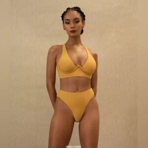 Andrea Iyamah 2 Piece Yellow Underwire Bikini Set Size Medium